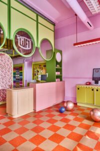 LUFT BALLOONS Chicago flagship interior featuring Abet Laminati Print HPL decorative laminate in Sei decor
